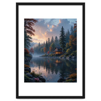 Serene Lakeside Retreat in Autumn Forest