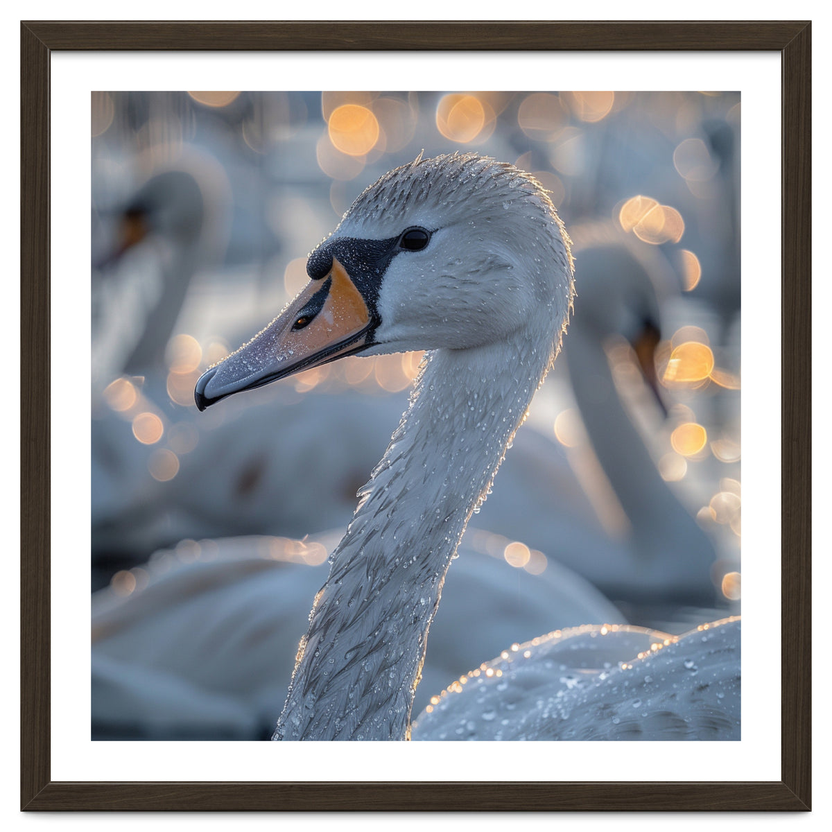 Majestic Swan Close Up With Water Droplets