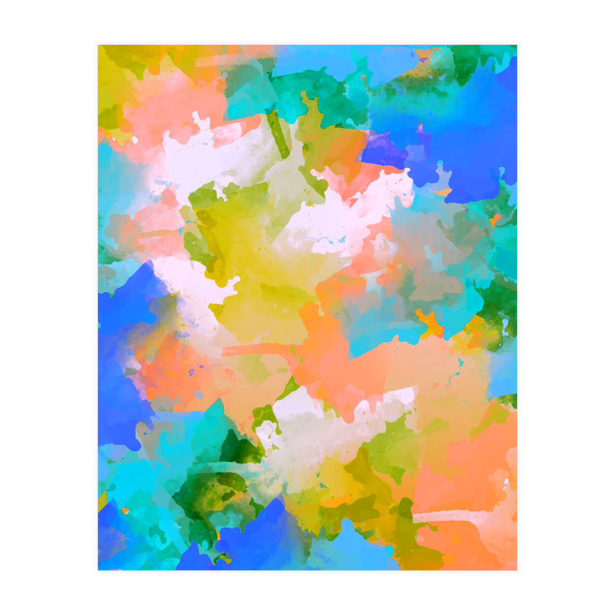 The Power Of Faith, Abstract Watercolor Painting, Pastel Bohemian Colorful Eclectic, Blush Sky 70s Playful (Print Only)