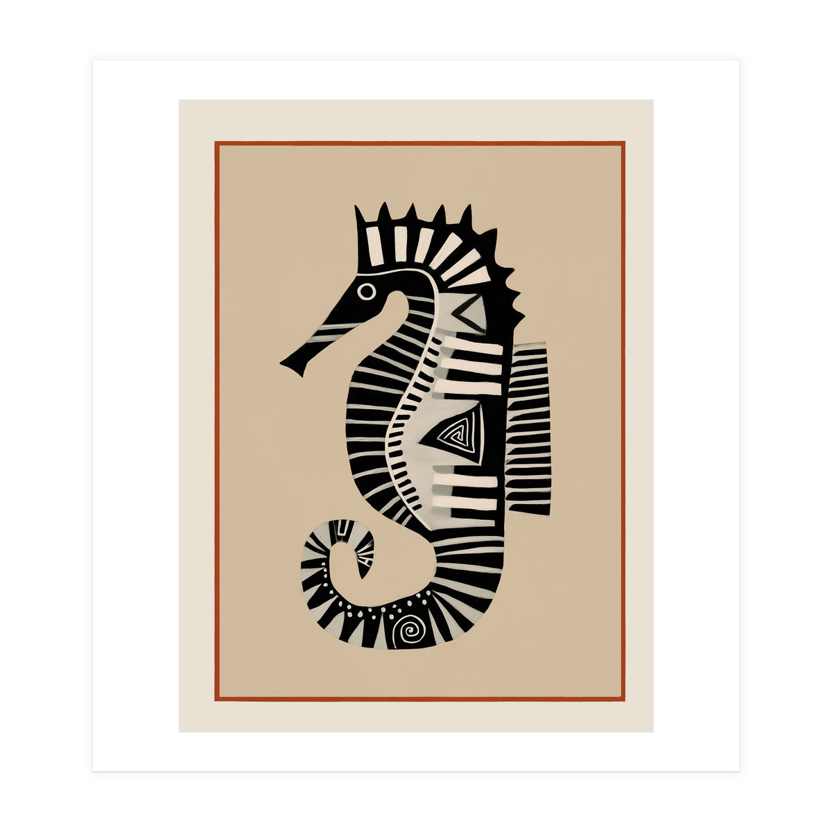 Striped Seahorse II (Print Only)