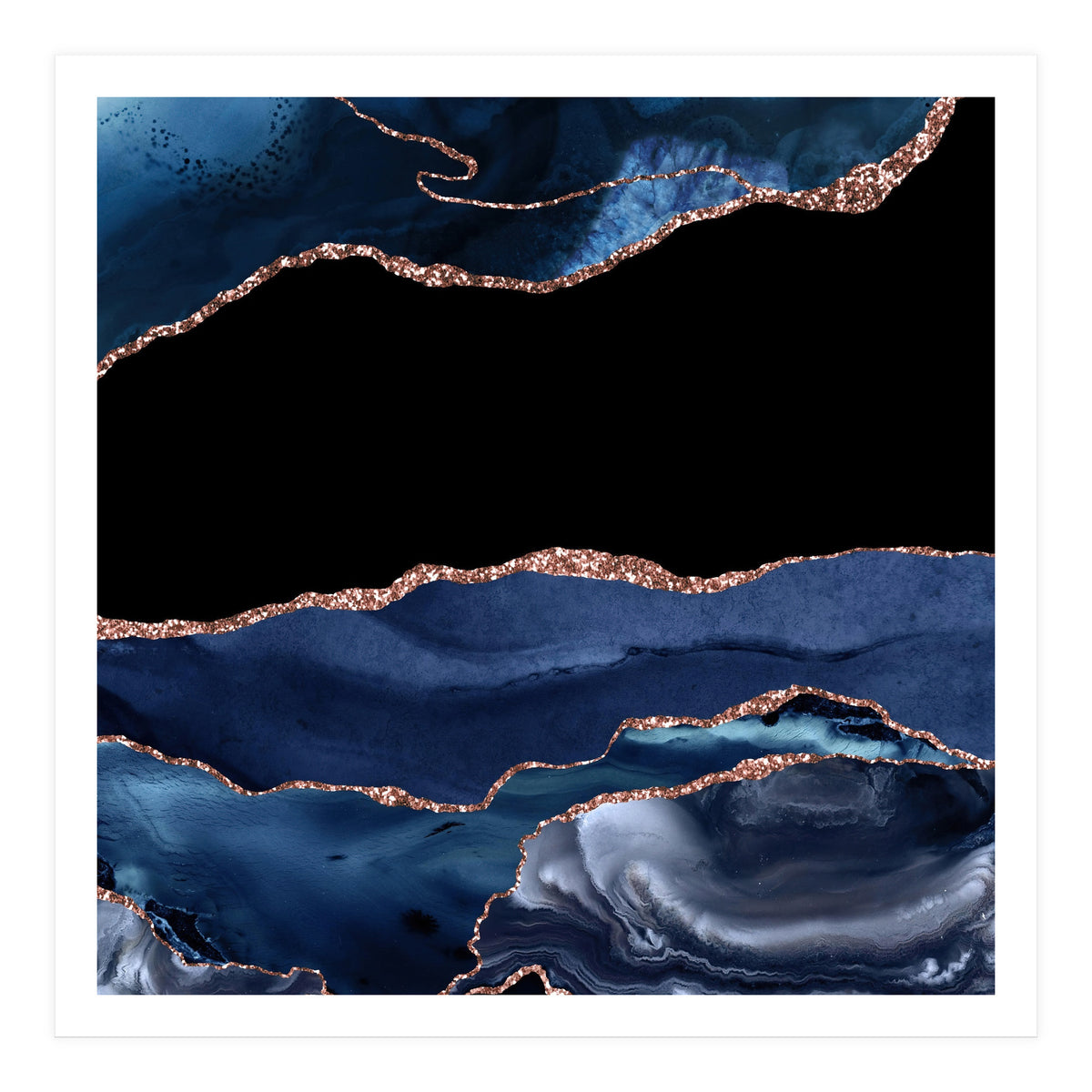 Navy & Rose Gold Agate Texture 16 (Print Only)