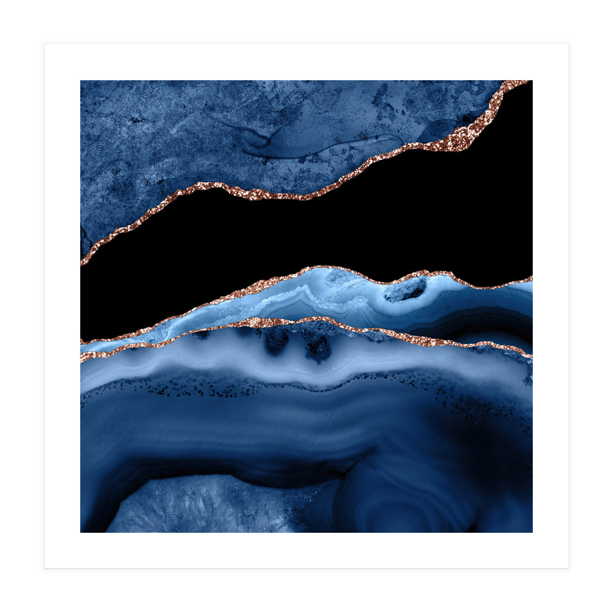 Navy & Rose Gold Agate Texture 13  (Print Only)