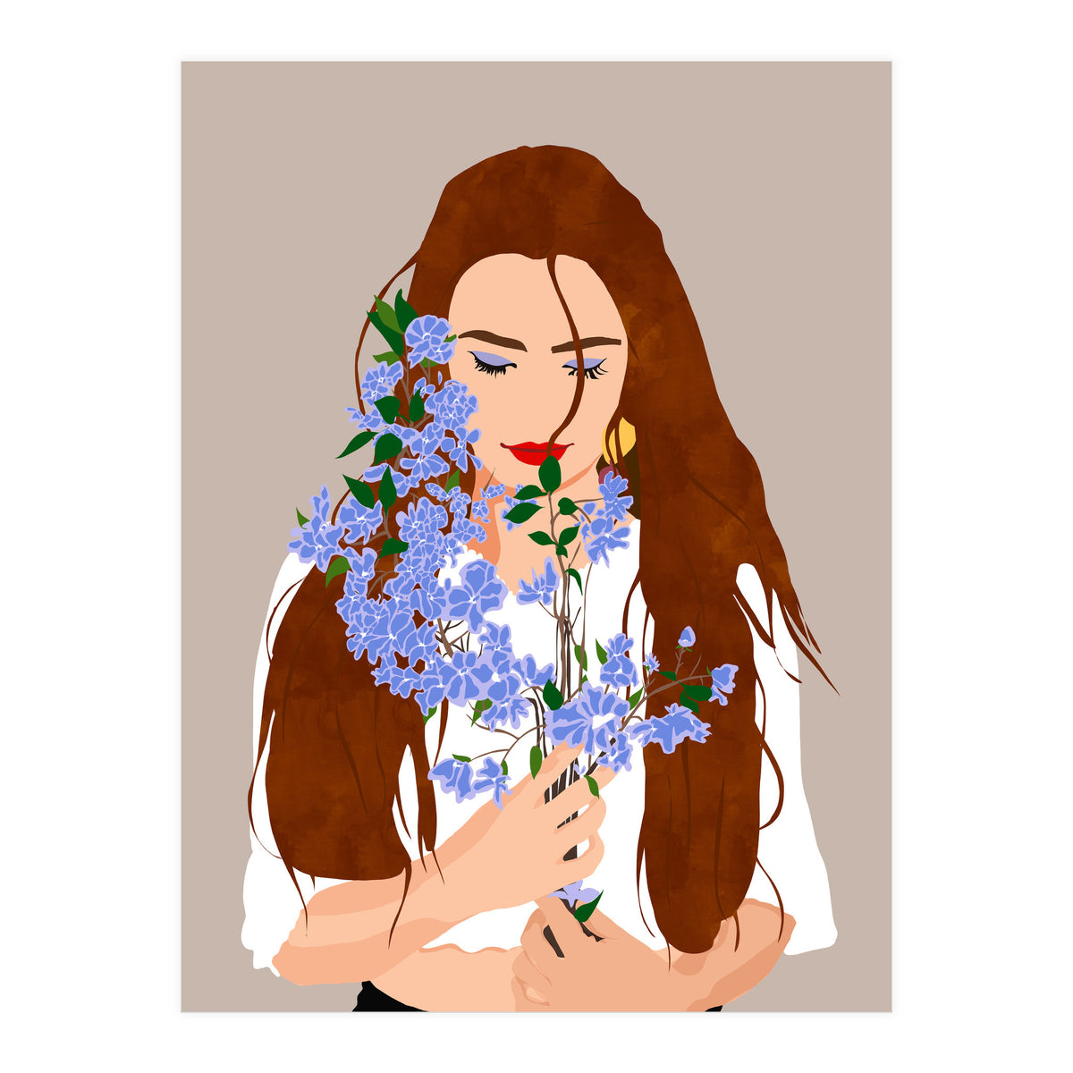 The Becoming, Nature Plants Bohemian Woman, Botanical Modern Mindful Self Care Self Love Positivity (Print Only)