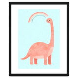 Rainbow Dinosaur Nursery Art, Cute diplodocus Watercolor, Pink Dino Illustration thumbnail
