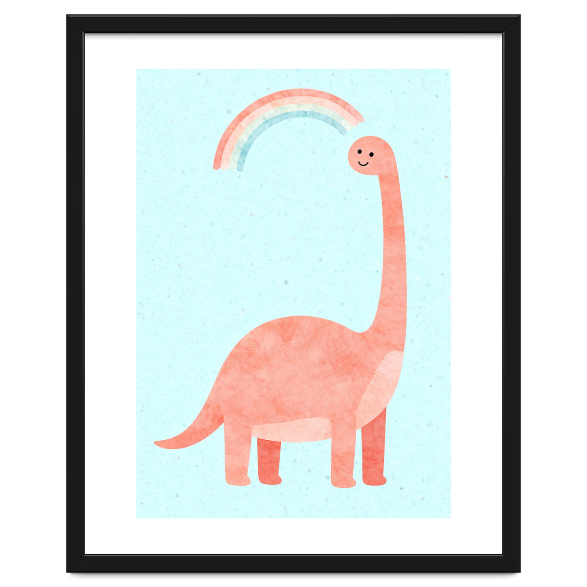Rainbow Dinosaur Nursery Art, Cute diplodocus Watercolor, Pink Dino Illustration