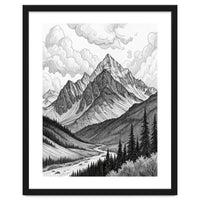 Majestic Alpine Mountain Range Sketch