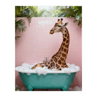 Giraffe in Bathtub, Whimsical Bathroom Art (Print Only)