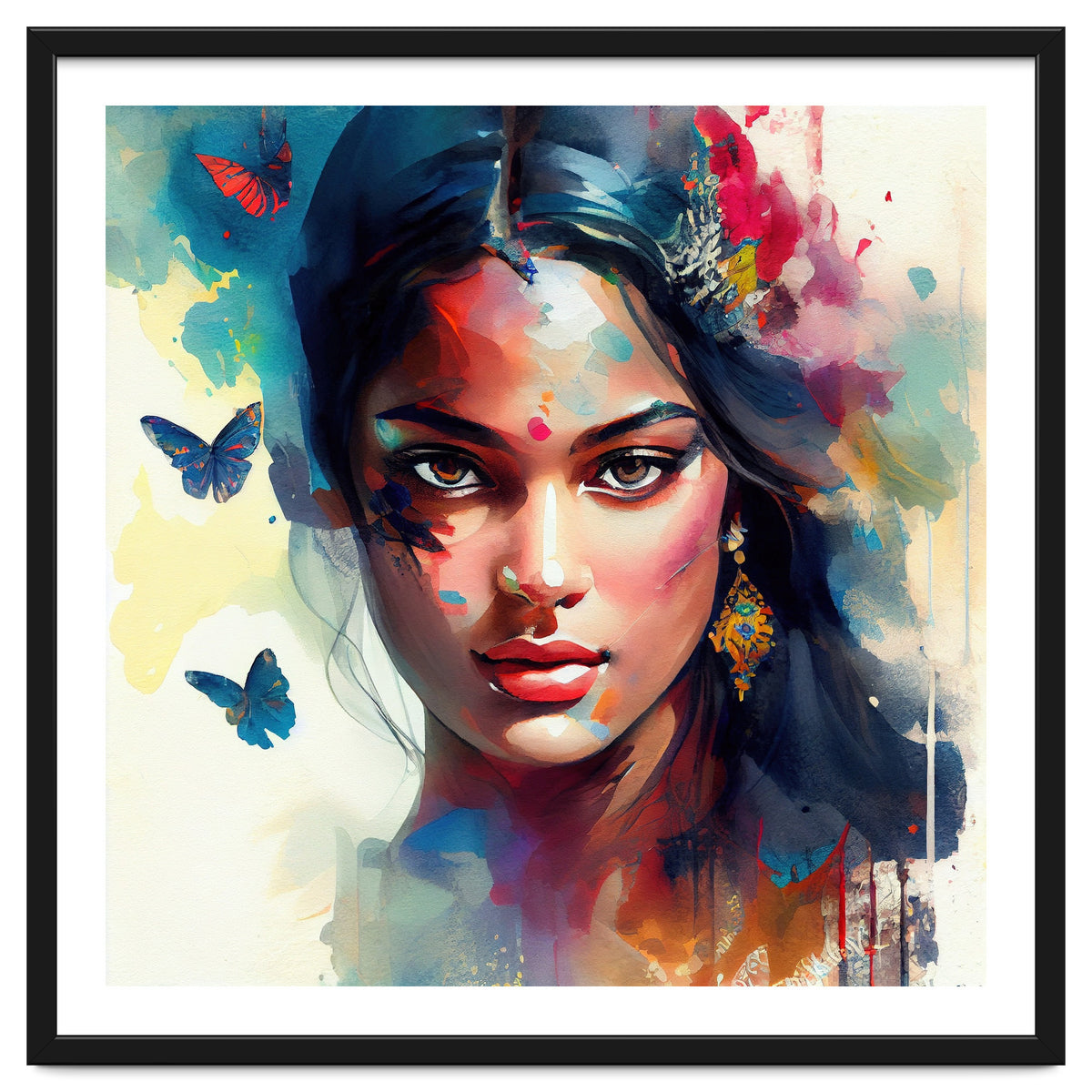 Azure Butterflies Hindu Portrait