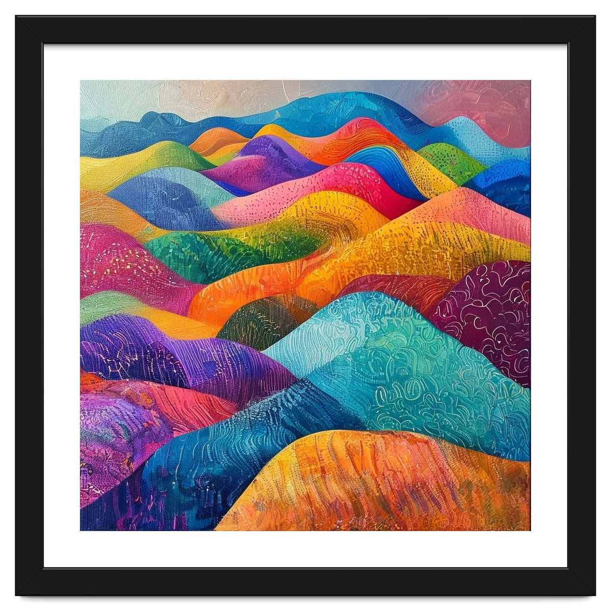 Vibrant Rainbow Rolling Hills Landscape