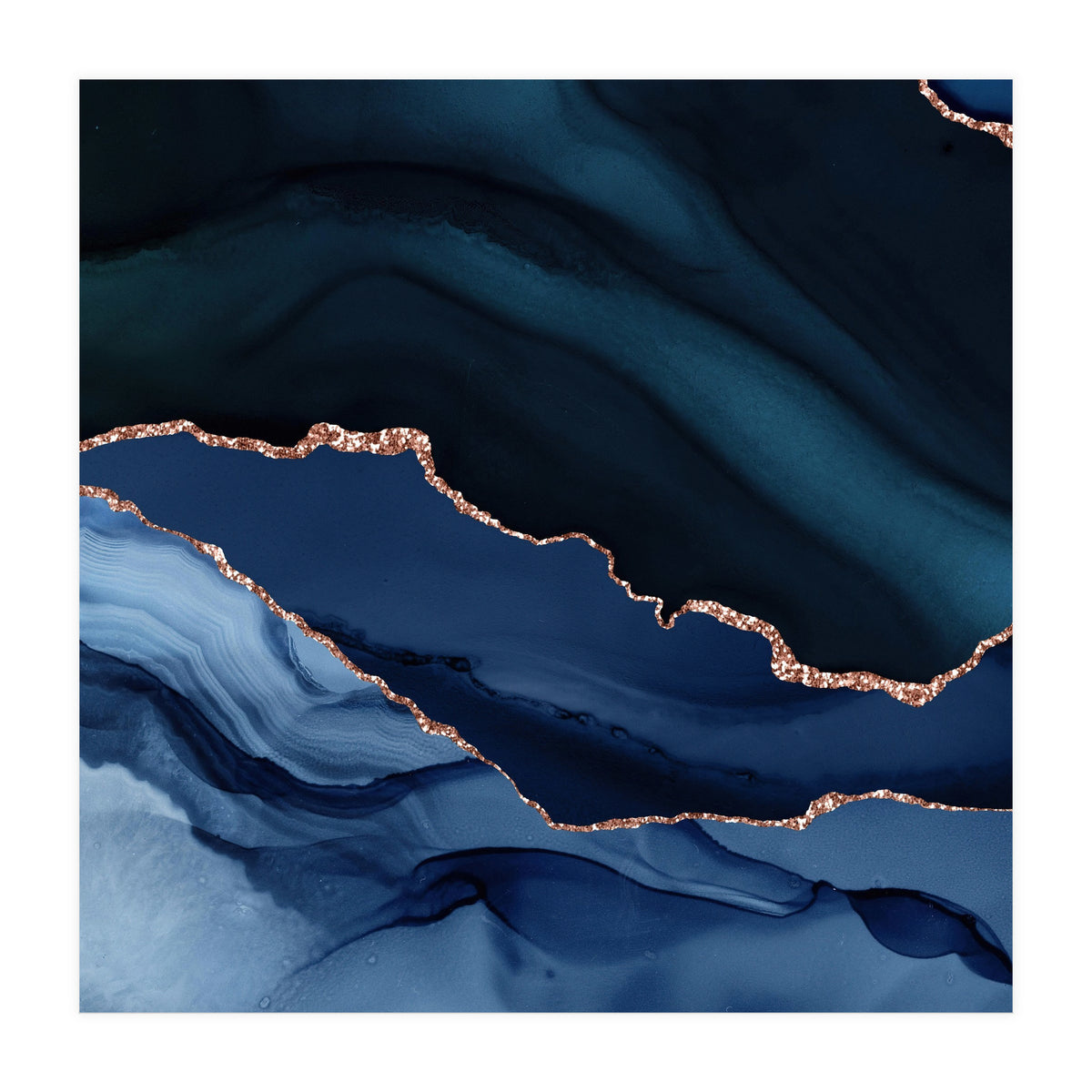 Navy & Rose Gold Agate Texture 12 (Print Only)