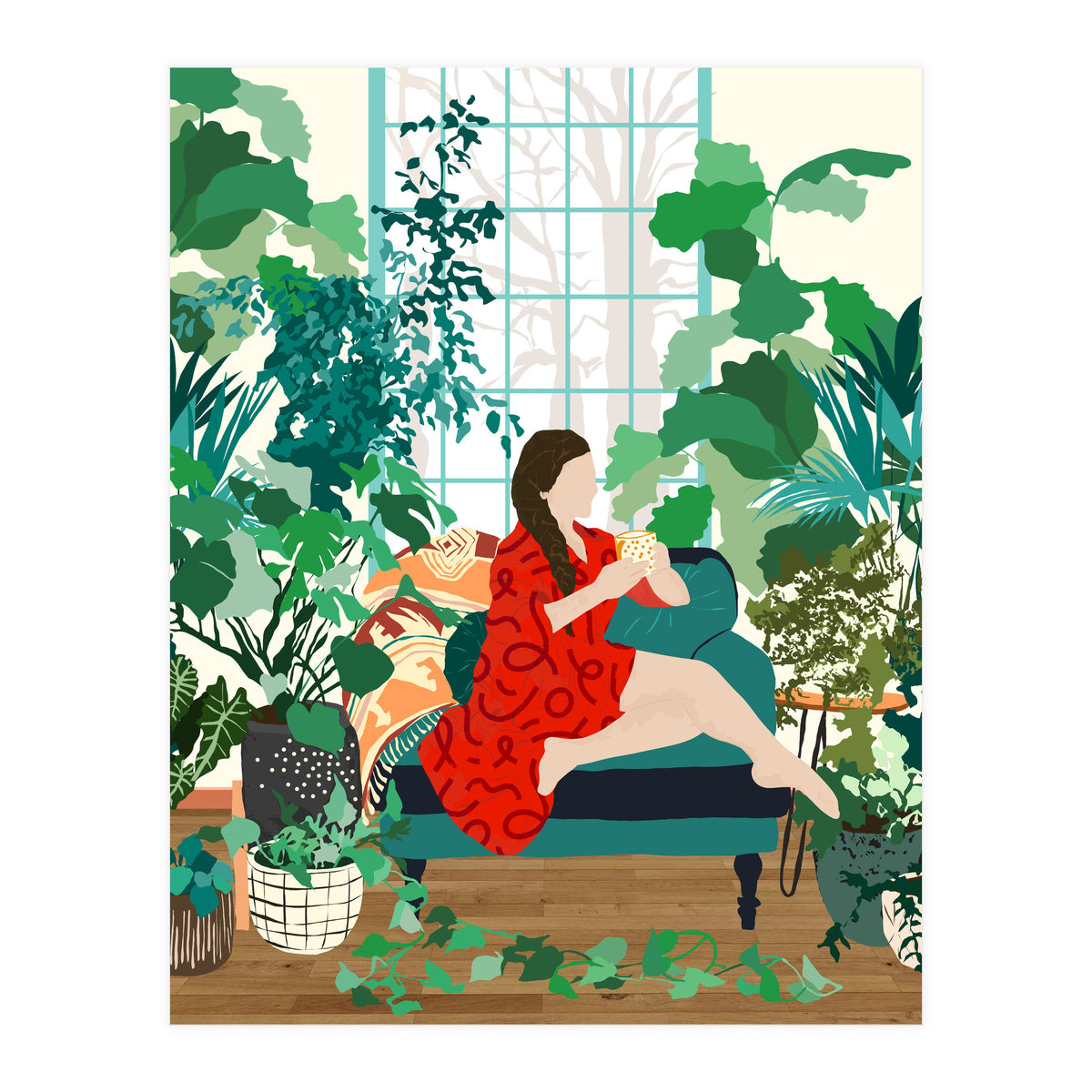 Introspection, Urban Jungle Bohemian Decor Plants, Self Care Plant Lady, Self Love Retrospection Analyse Positivity Mindset Fashion (Print Only)