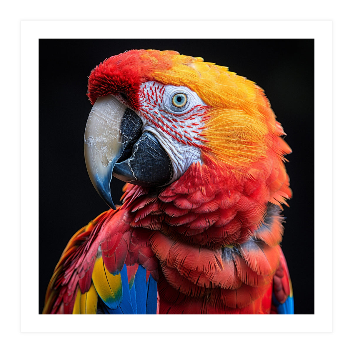 Scarlet Macaw Parrot Close Up Portrait Vivid Colors (Print Only)