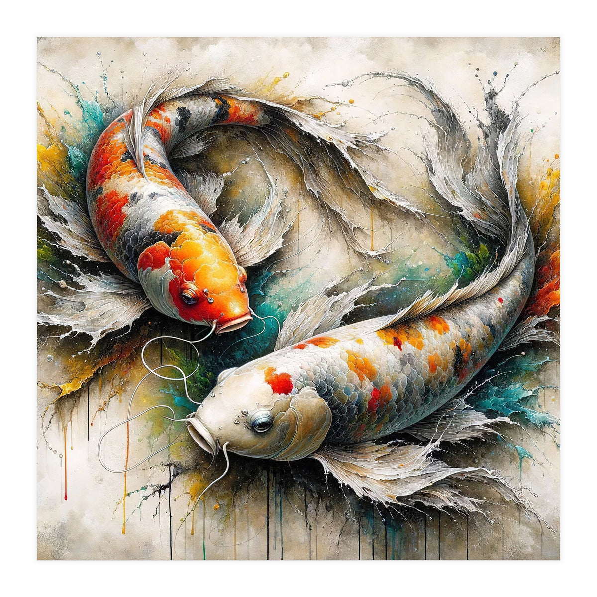 Watercolor Koi Fish Pair (Print Only)