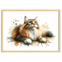Majestic Cat With Watercolor Splashes