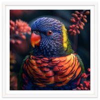 Vibrant Rainbow Lorikeet Parrot Close Up Portrait