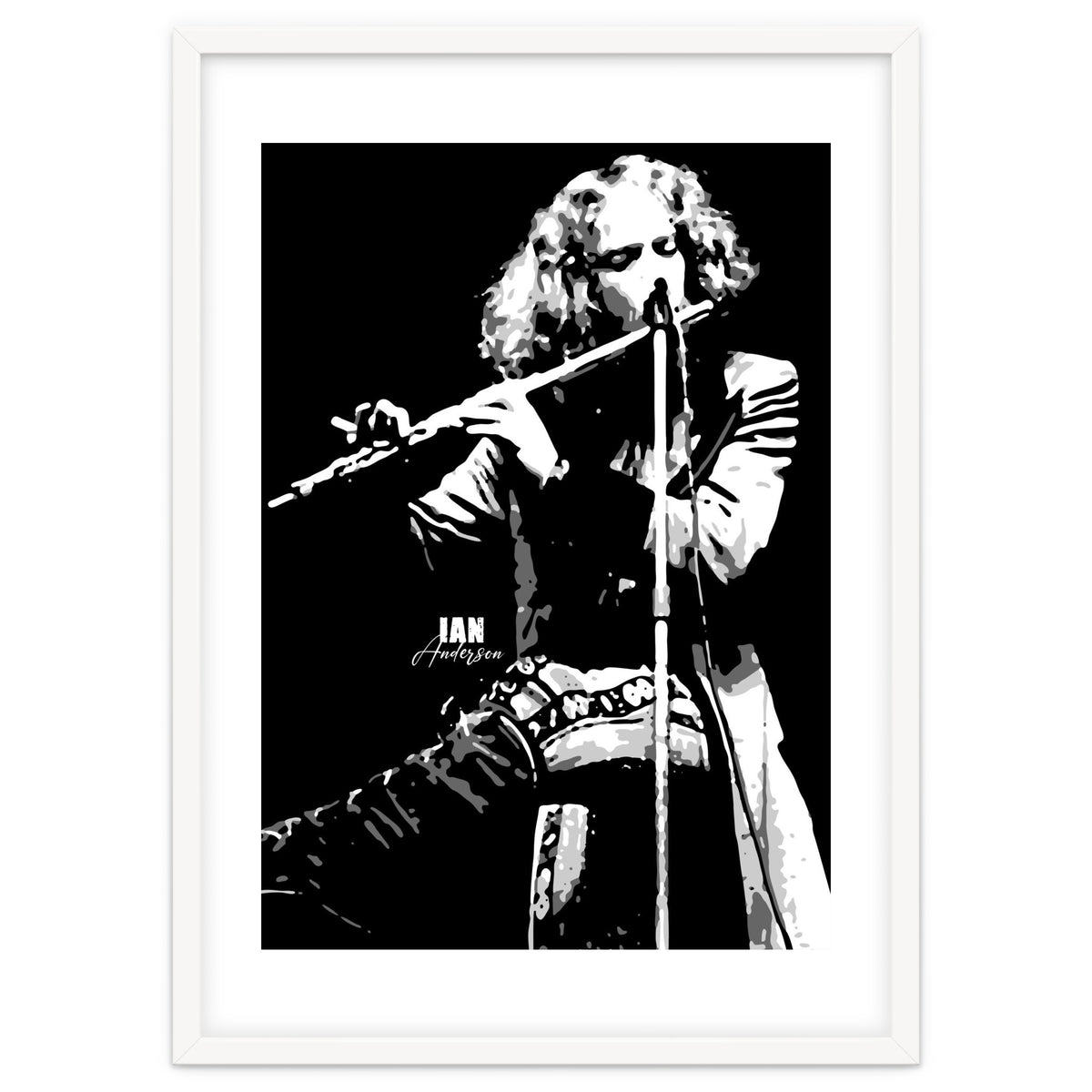 Ian Anderson British Musician Legend in Grayscale