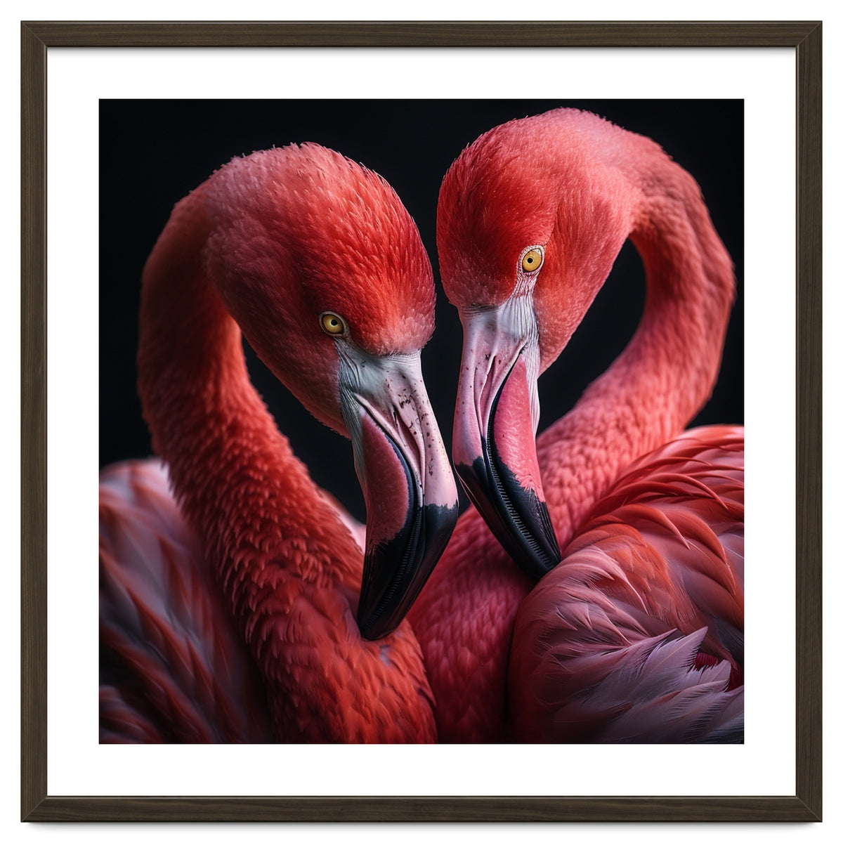 Two Flamingos Together