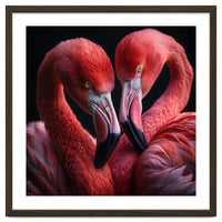 Two Flamingos Together
