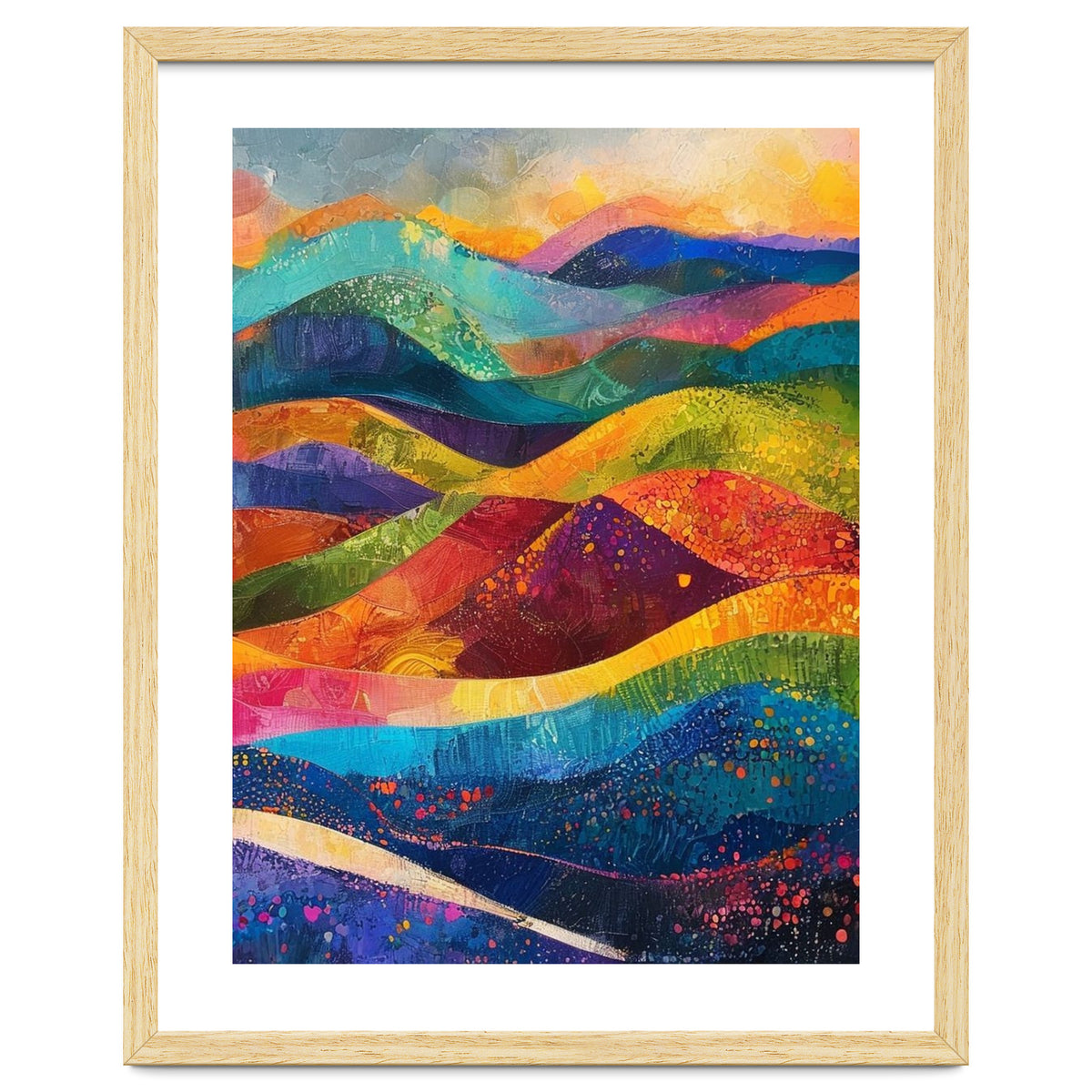 Vibrant Abstract Patchwork Landscape Art