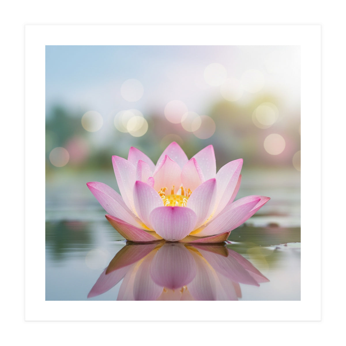 Ethereal Lotus Bloom: Serene Botanical Reflection (Print Only)