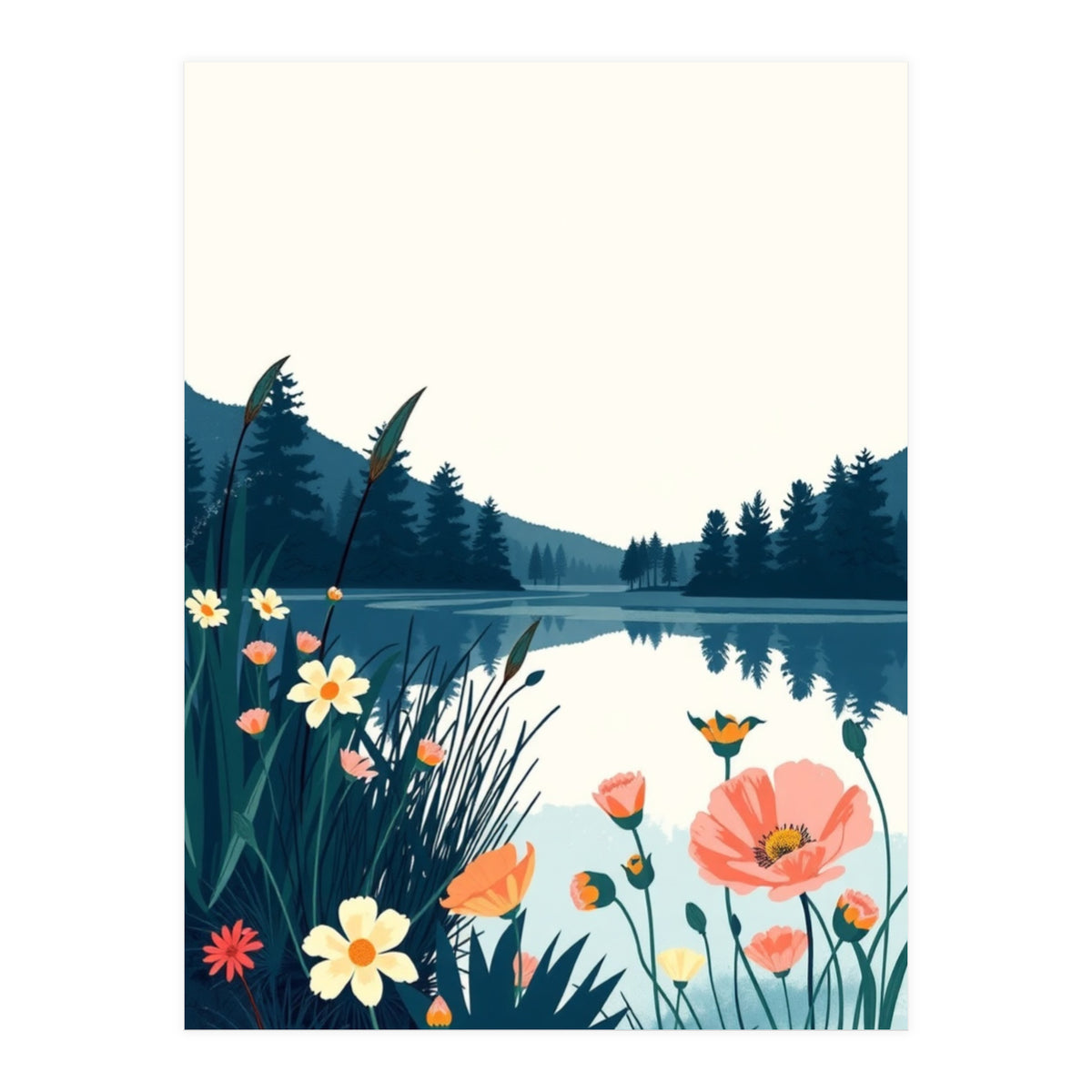 Nature Lake Calm Botanical (Print Only)