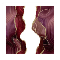 Burgundy & Gold Glitter Agate Texture 06 (Print Only)