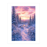 Winter Sunset Glow: Serene Snowy Forest and Frozen Creek (Print Only) thumbnail