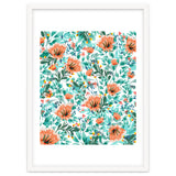 Tangerine Dreams, Orange & Mint Botanical Jungle Watercolor Painting, Colorful Plants Floral Summer thumbnail