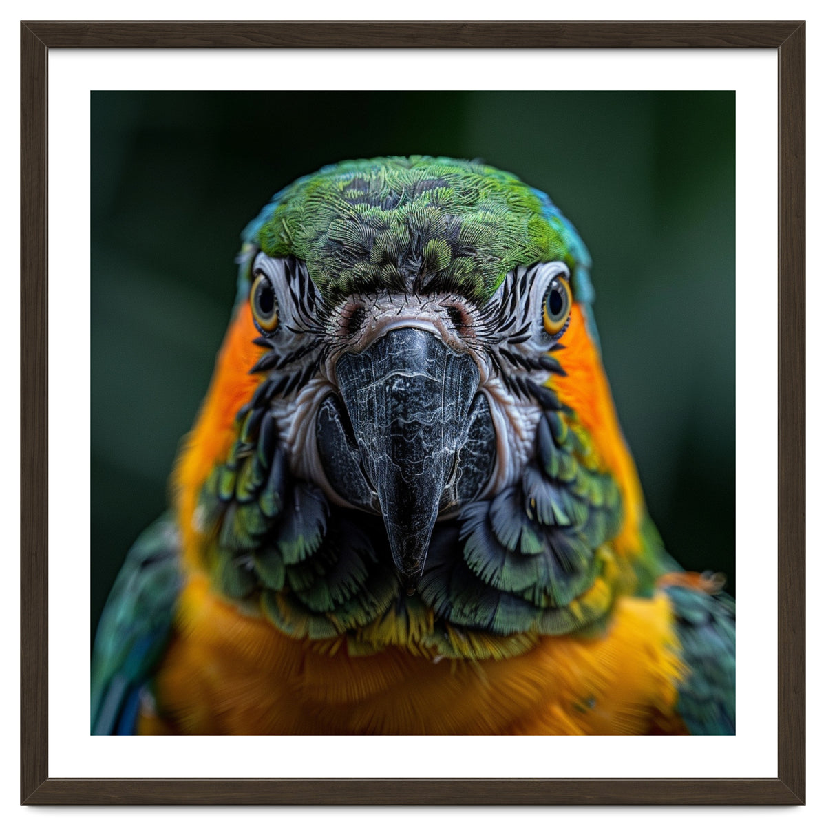 Blue And Gold Macaw Face Focused Portrait