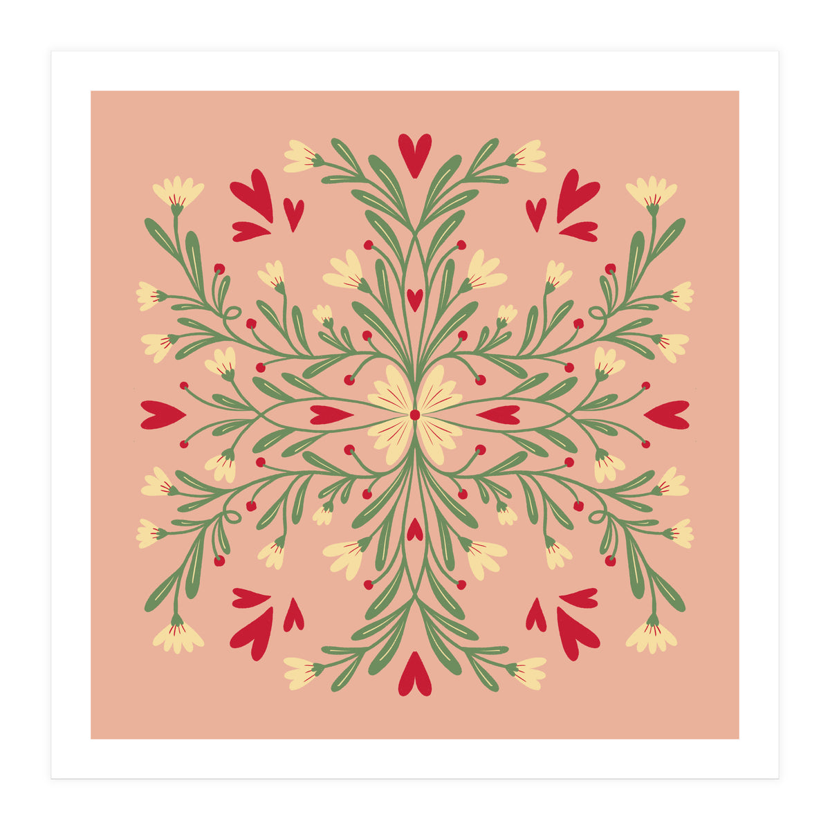 Flowers And Hearts  (Print Only)