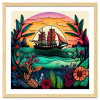 Folk Sunset Sailing Ship