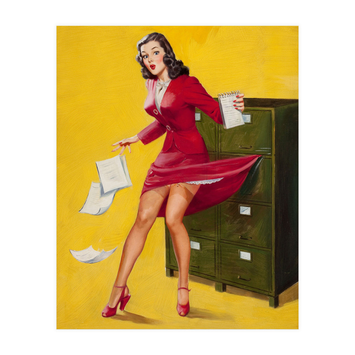 Pinup Girl In Office Accident (Print Only)