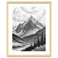Majestic Alpine Mountain Range Sketch