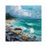 Coastal Turquoise Shoreline with Crashing Ocean Waves (Print Only) thumbnail