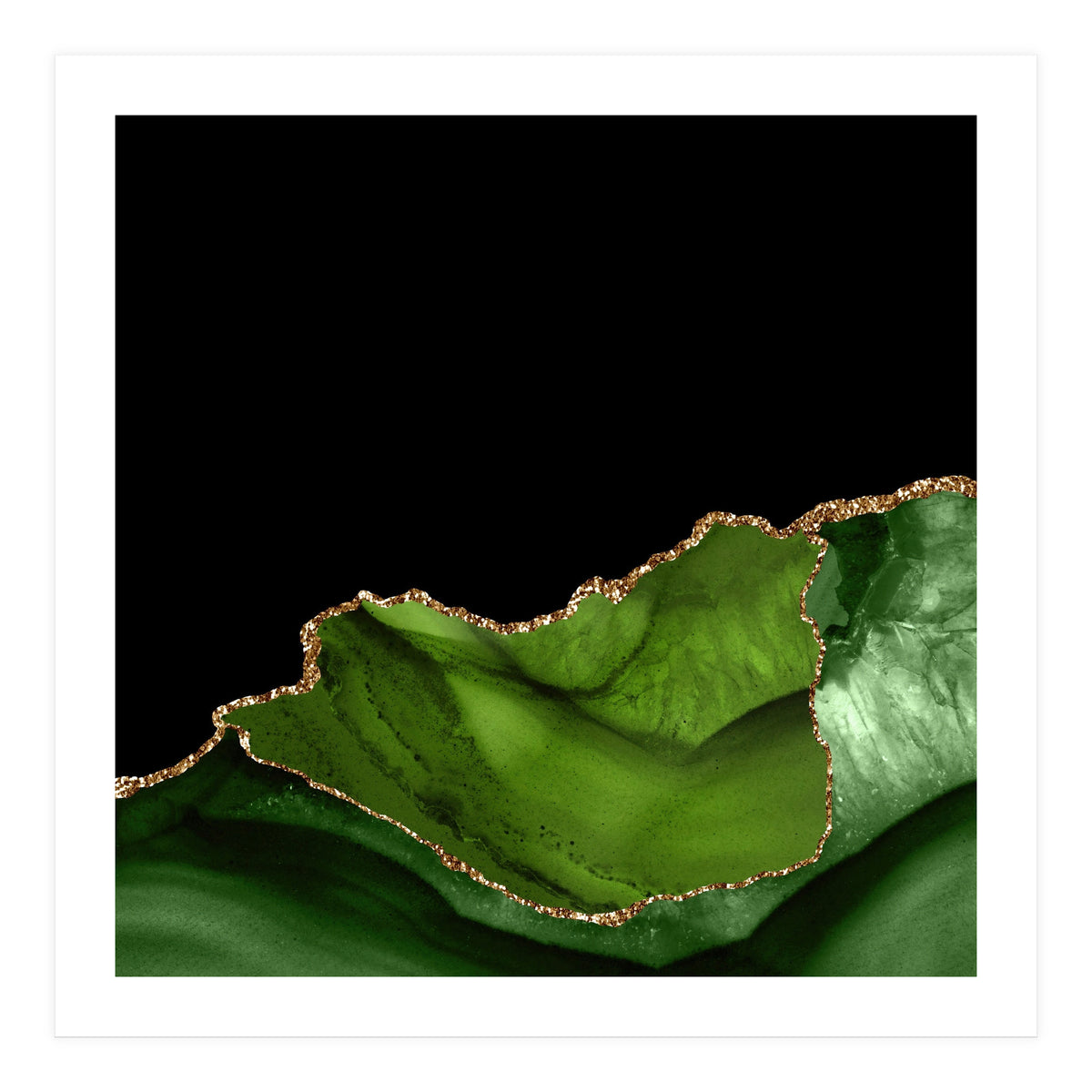 Green & Gold Agate Texture 06 (Print Only)