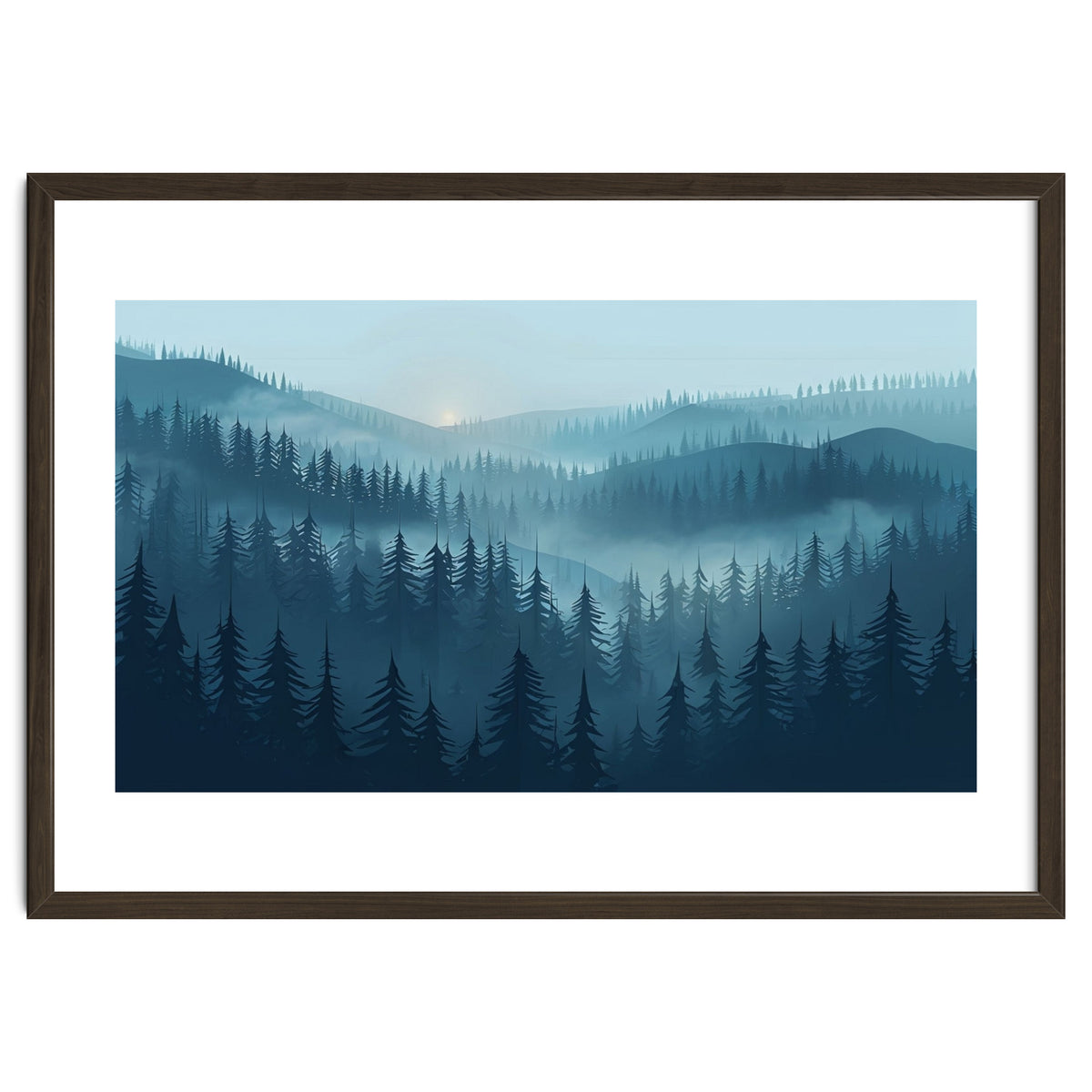 Misty Evergreen Forest: Moody Atmospheric Landscape