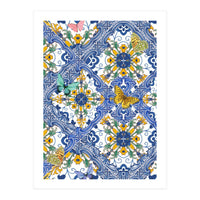 Sicilian Italian Tiles Butterflies And Flowers (Print Only)