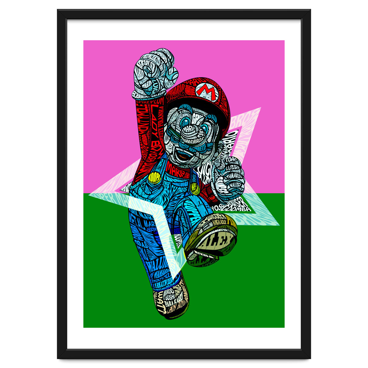 Mario Bross Typo Style Cartoon Pop Art