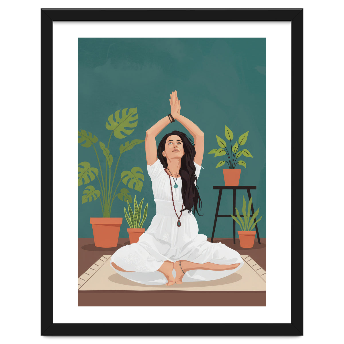Serene Yoga Pose FitnessIllustration