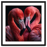 Two Flamingos Together