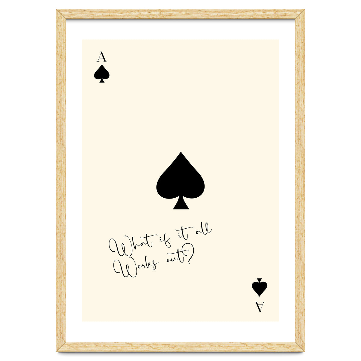 Ace of Spades Motivational Card Print, What If It All Works Out Poster