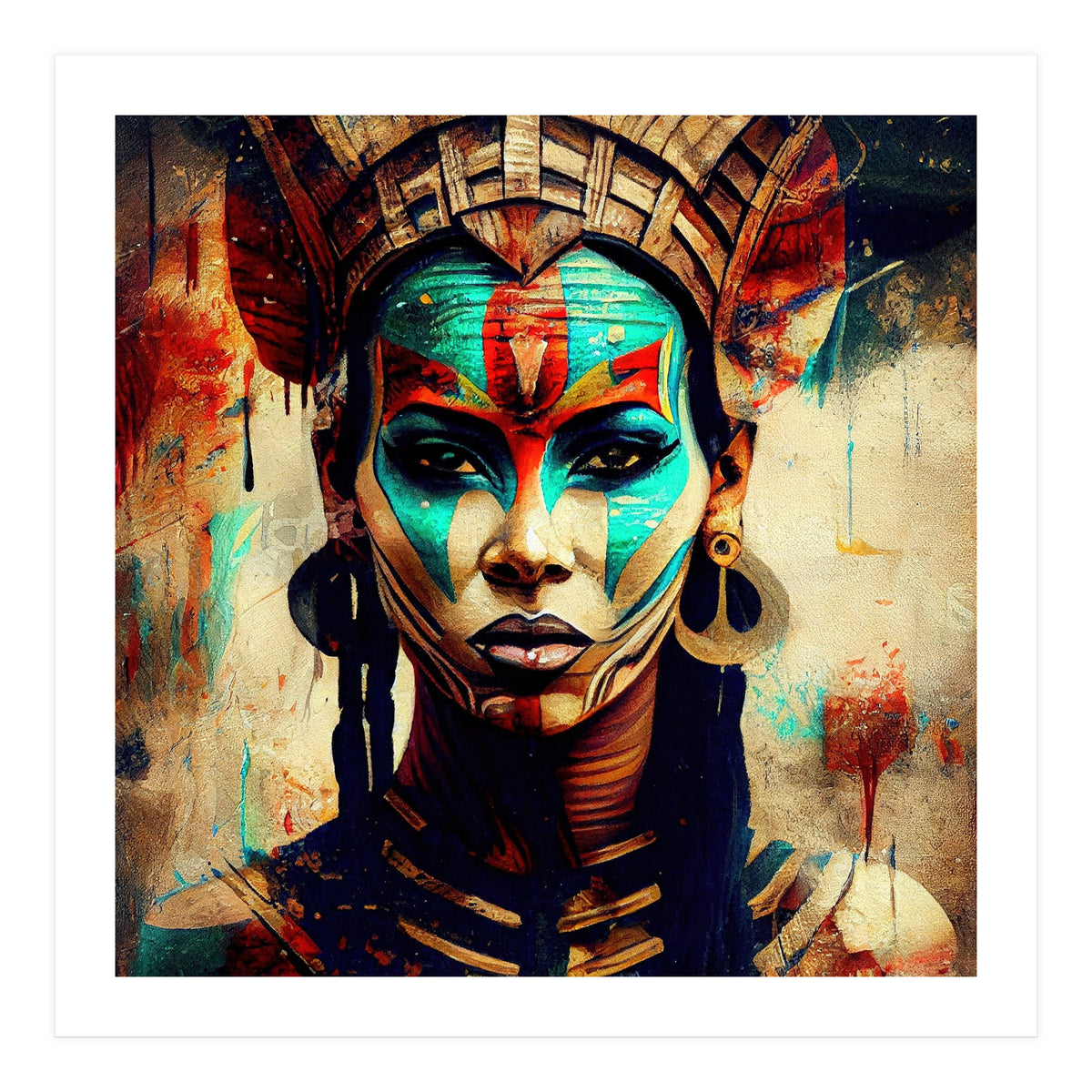 Armored Warrior Woman Portrait (Print Only)