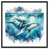 Mother And Calf Whales Watercolor thumbnail