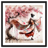 Geisha Under Cherry Blossoms In Motion thumbnail