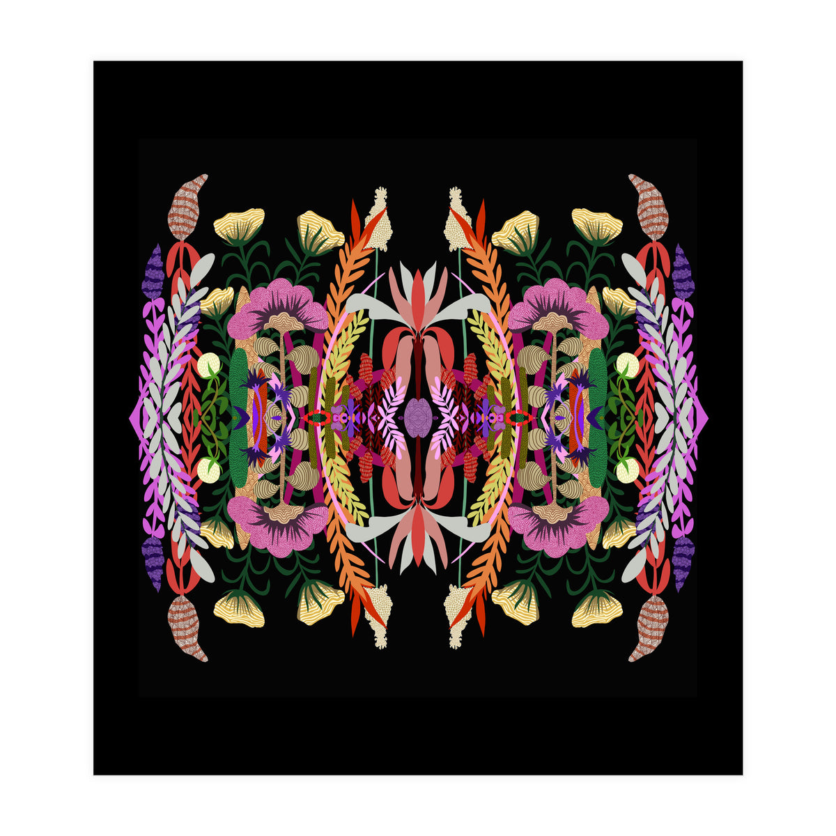 The Butterfly Effect Series 01, Paint Blot Mirror Colorful, Symmetrical Graphic, Eclectic Mandala (Print Only)