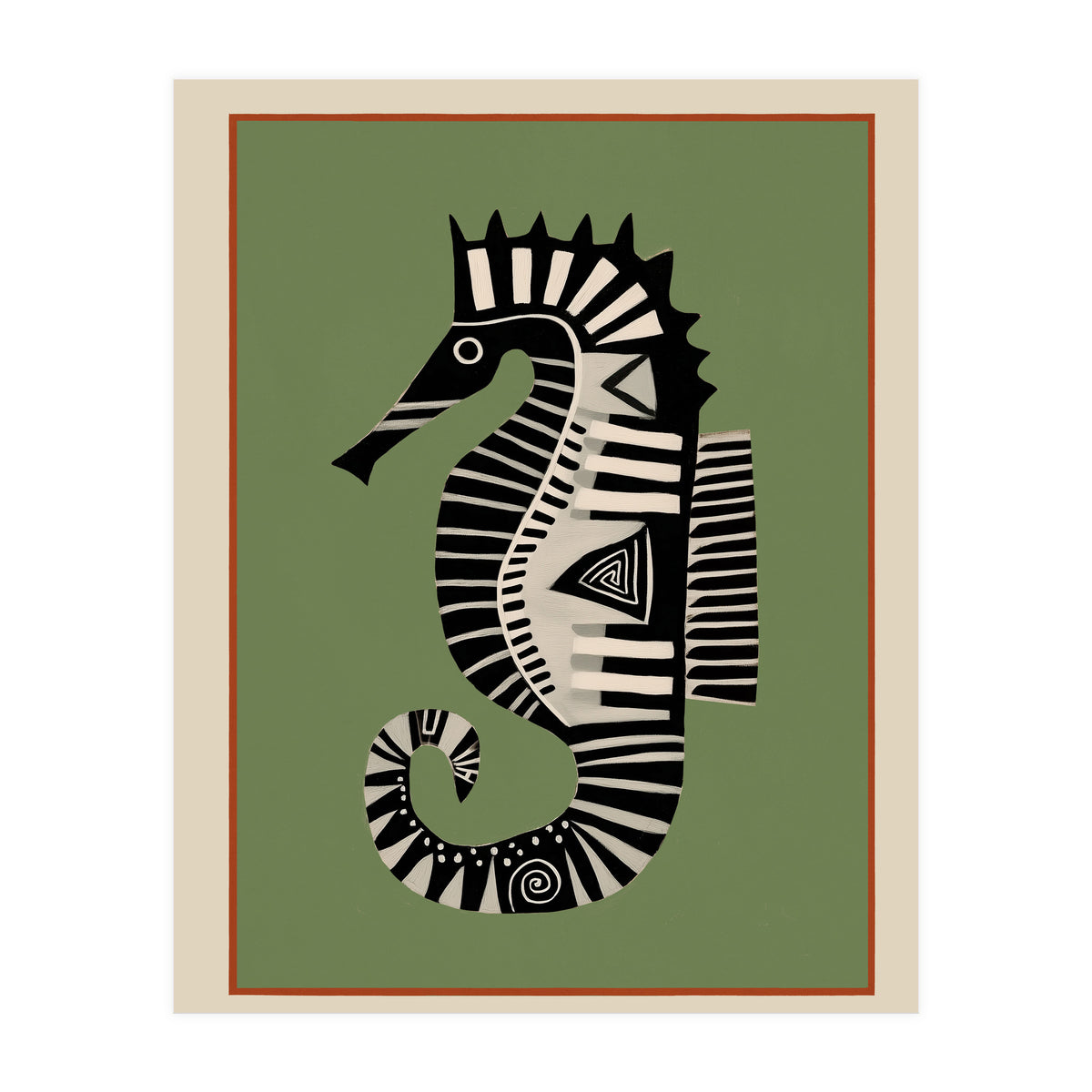 Striped Seahorse I (Print Only)