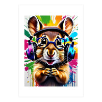 Chipmunk In Headphones, Graffiti (Print Only)