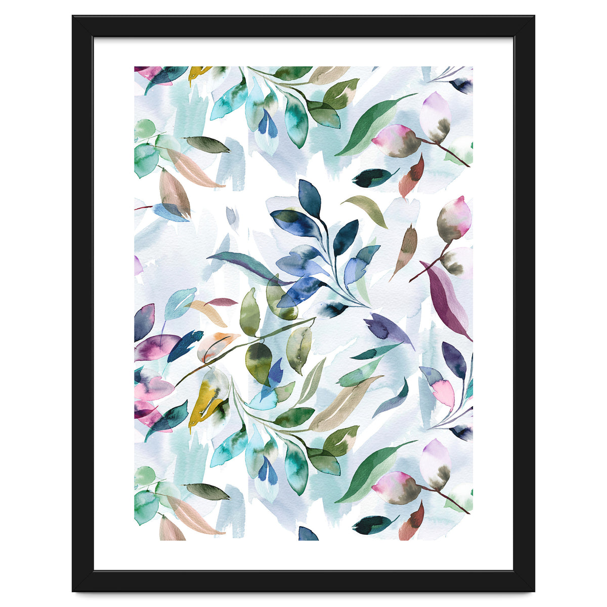 Watercolor Tranquility Leaves Mauve