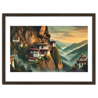 Vintage Bhutan, Mountain Monasteries Poster