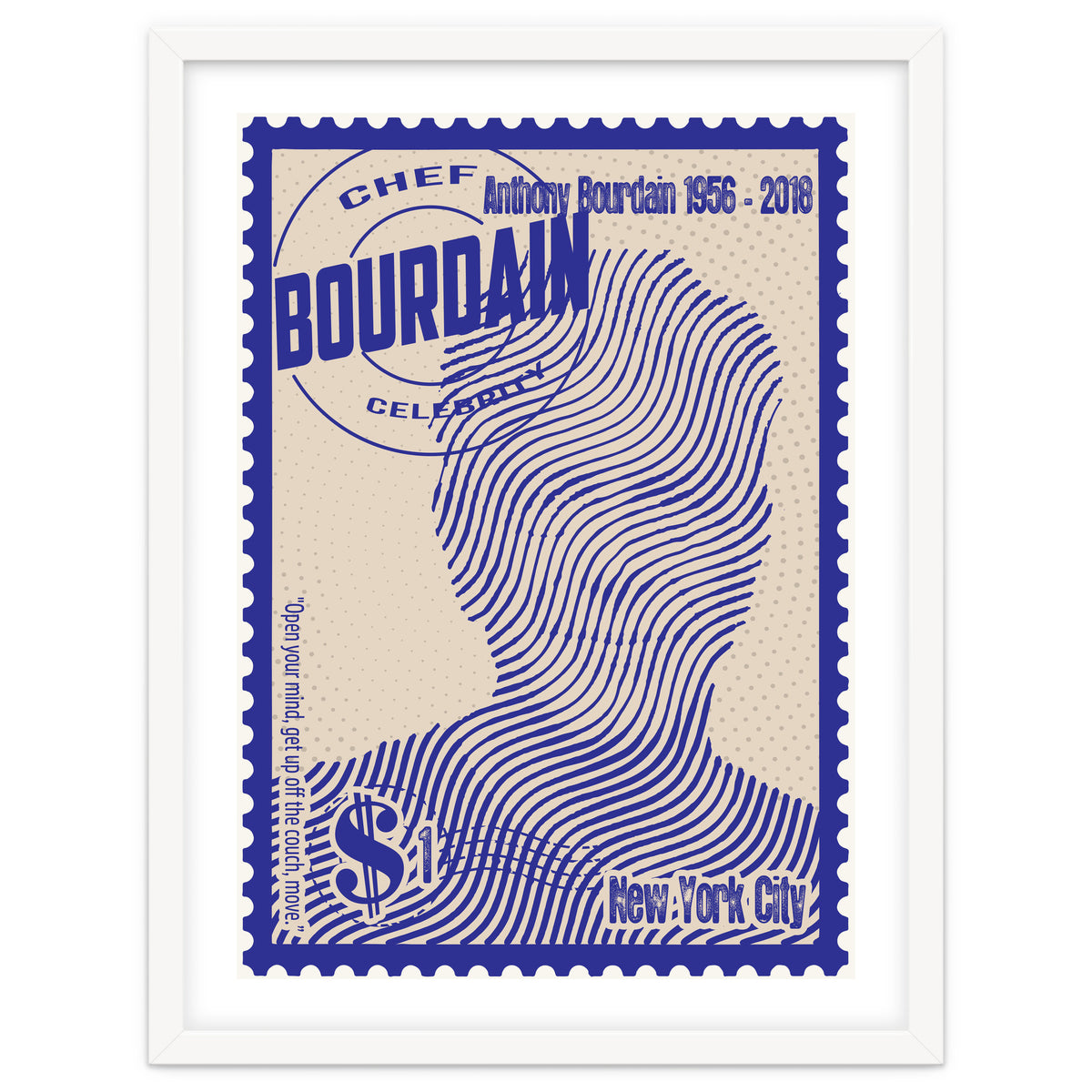 Anthony Bourdain Stamps Art